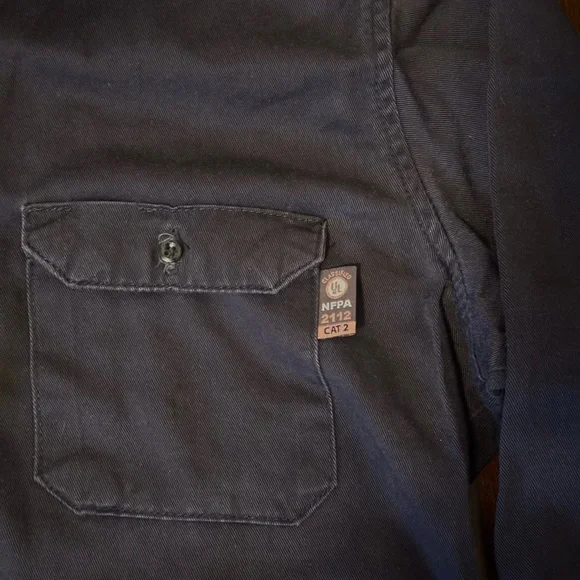 Carhartt & Lapco Men's FR Navy Work Shirts: 2 Medium - Picture 5 of 13